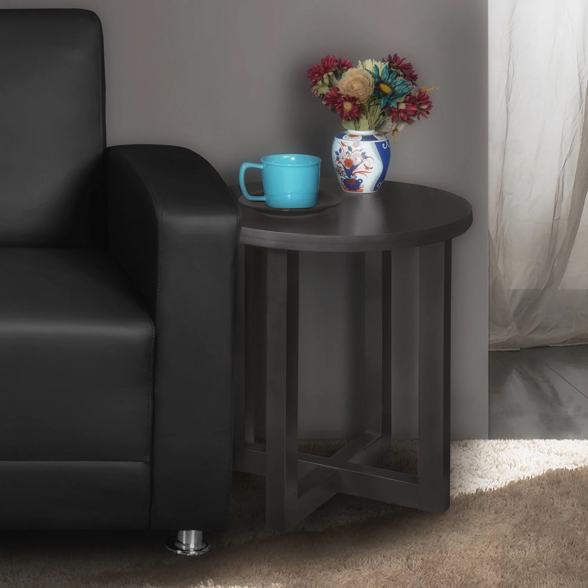 21" Round End Table Grey Y516435
