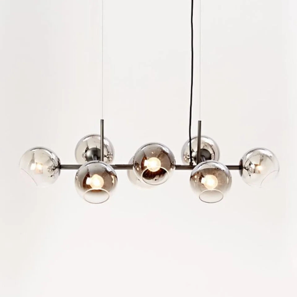 8-Head Black Glass Shade Chandelier H28625