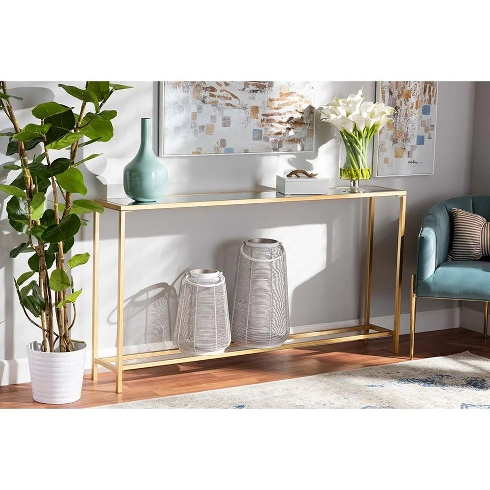 Gold Mirrored Glass Console Table R679990