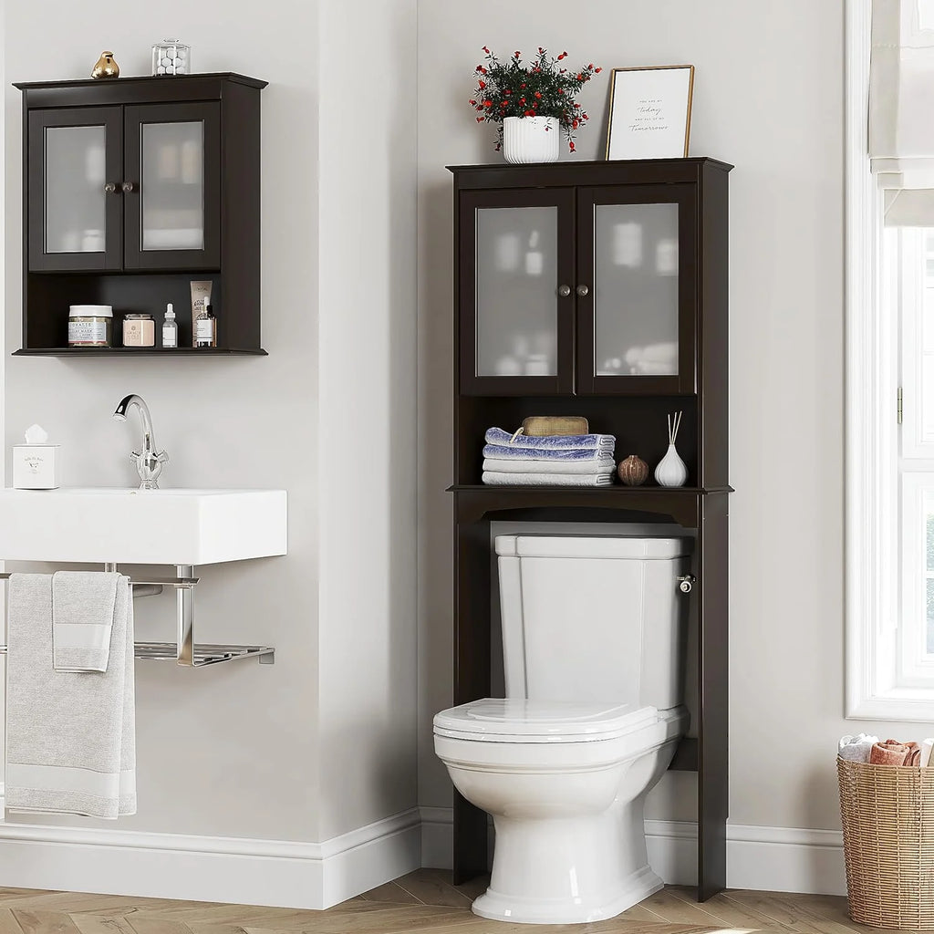 Over The Toilet Storage Cabinet with Glass Doors W3660