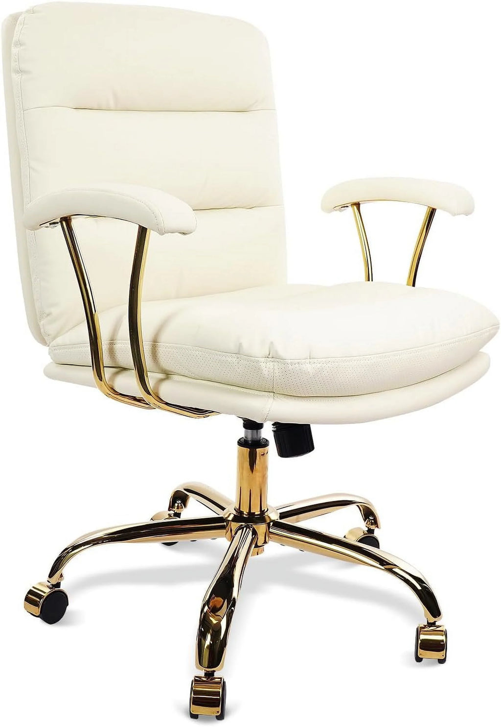 White Ergonomic Faux Leather Office Chair with Wheels and Arms F1626