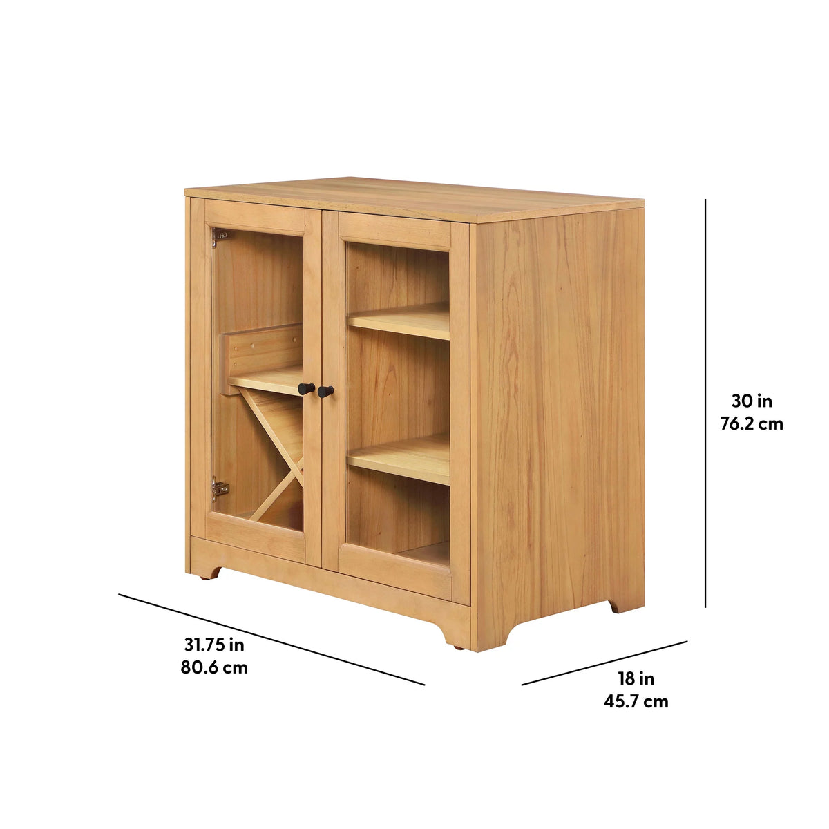 Natural Oak Bar Cabinet with Solid Wood Frame I68835