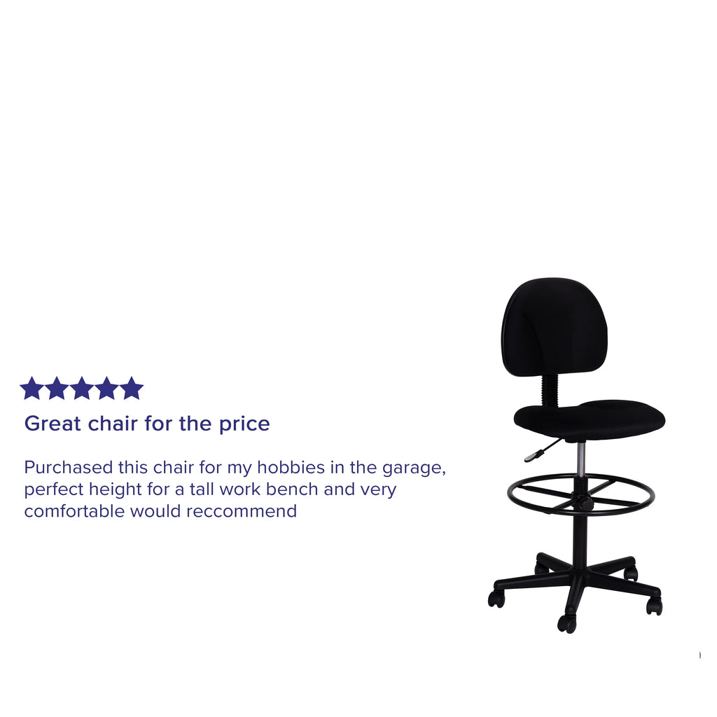 Black Fabric Drafting Chair with Footring O56556