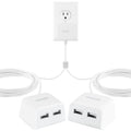 Twin USB Tabletop Charger, 4 USB-A Ports, 8ft Split Cord, White L267