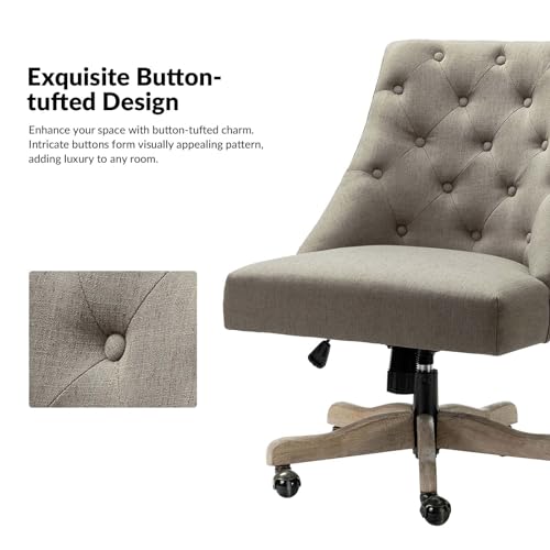 Beige Tufted Upholstered Home Office Chair S339588