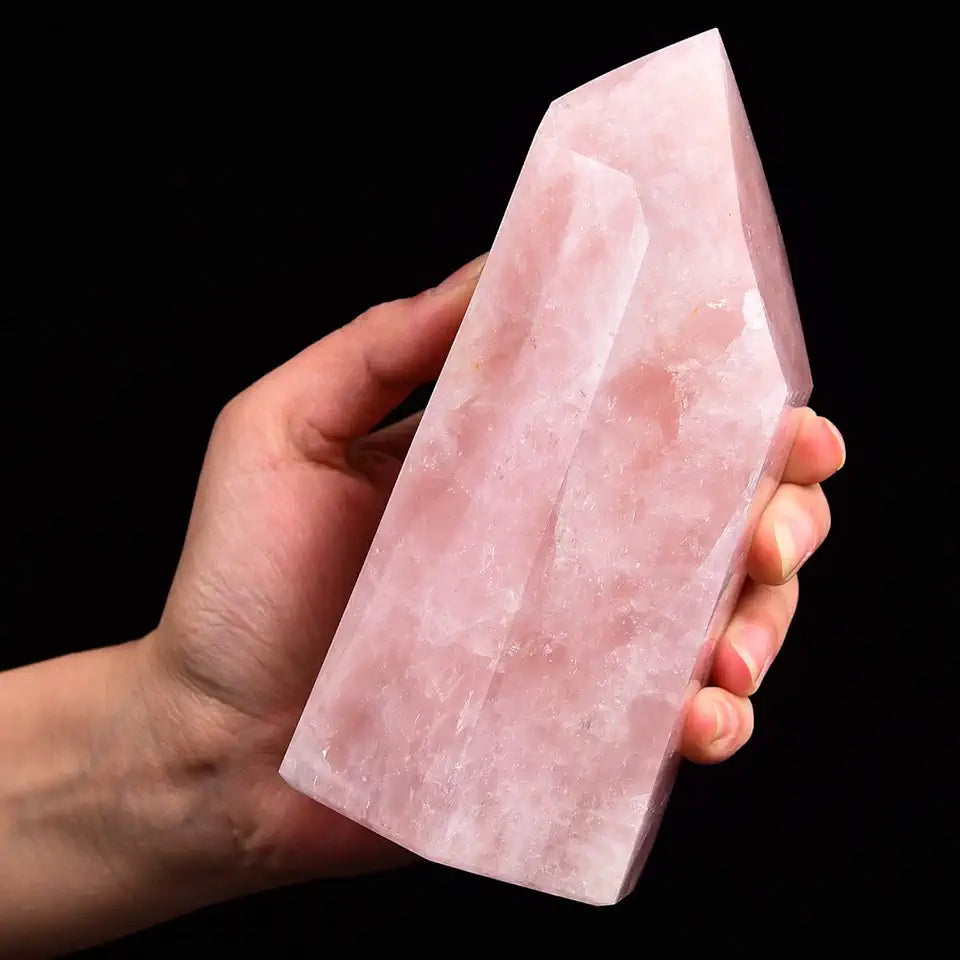 Rose Quartz Obelisk Tower Large Healing Crystal Wand Point 6 Faceted 1.1-1.7 LBS S361419