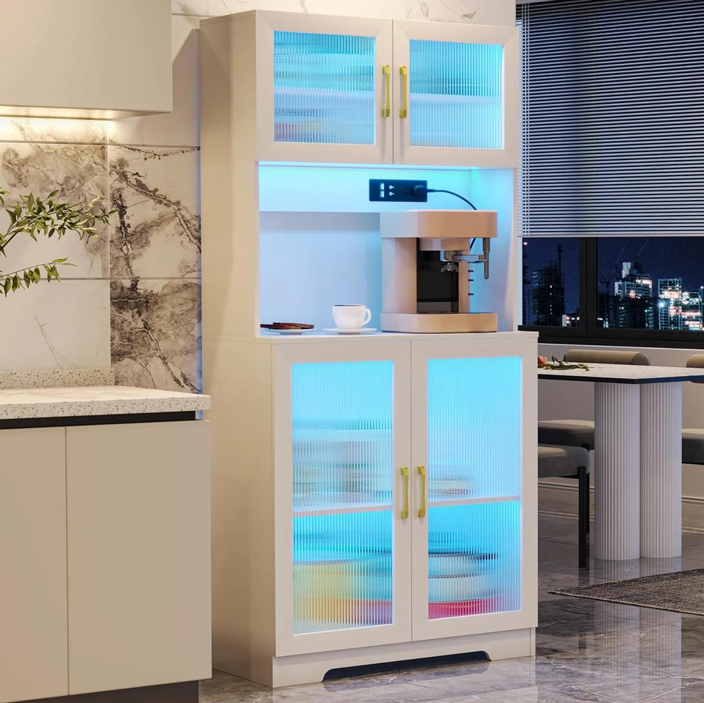 67" White LED Storage Cabinet with Charging Station G689596