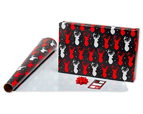 Red and Black Christmas Wrapping Paper Set with Cut Lines M25915