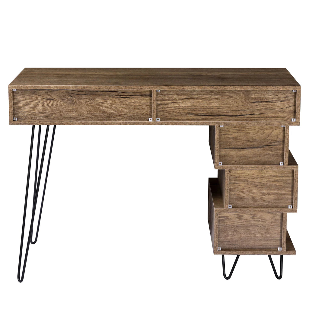 Brown Writing Study Desk with Lattice and V-Shaped Iron Leg W403725