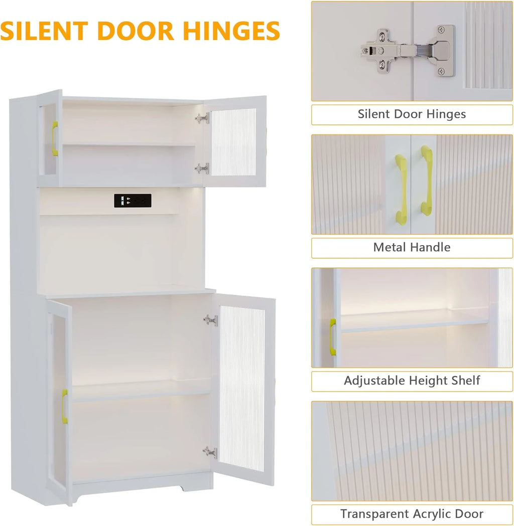 67" White LED Storage Cabinet with Charging Station G689596