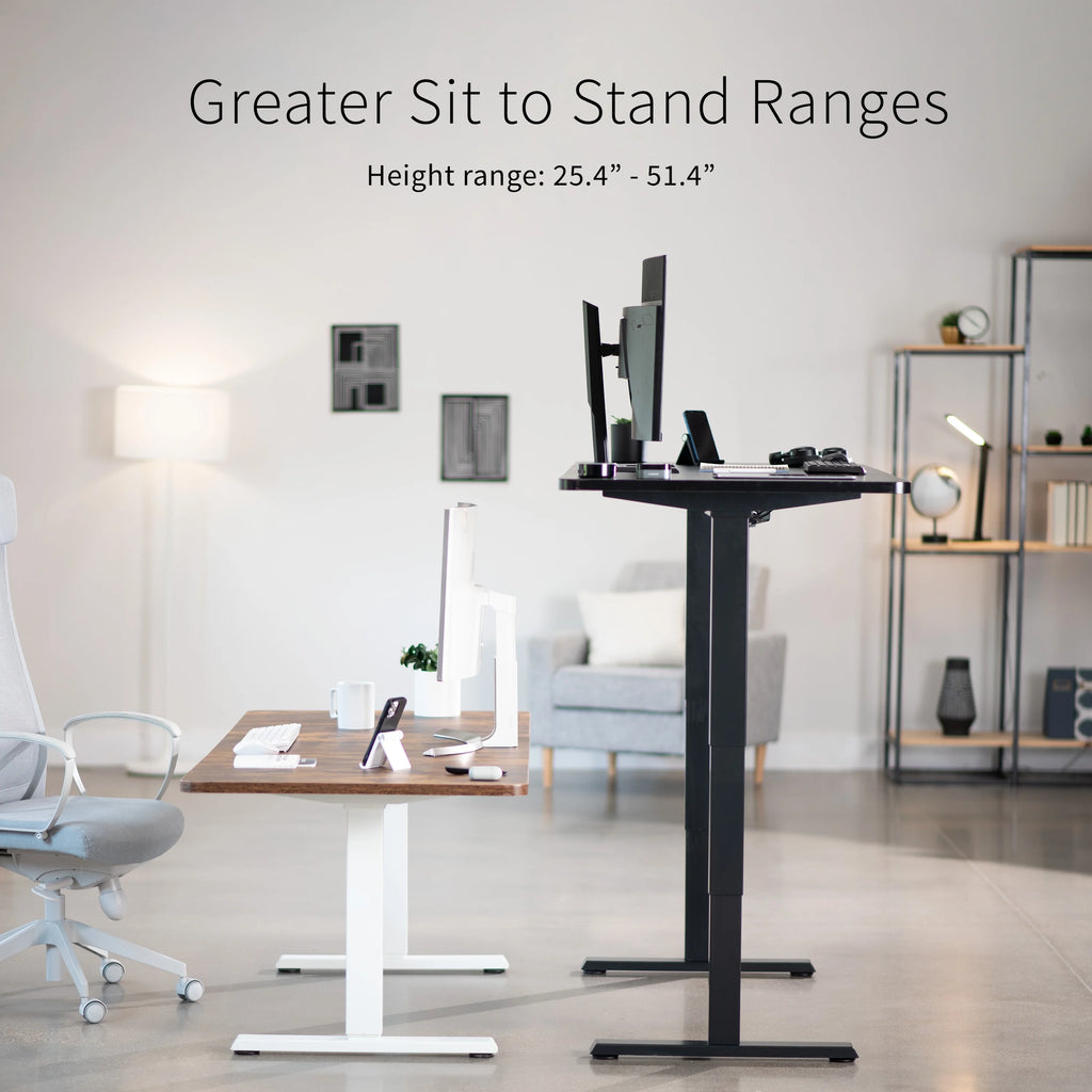 Electric 71”x36” Stand Up Desk, Rustic Vintage Brown Table Top, Black Frame E4320