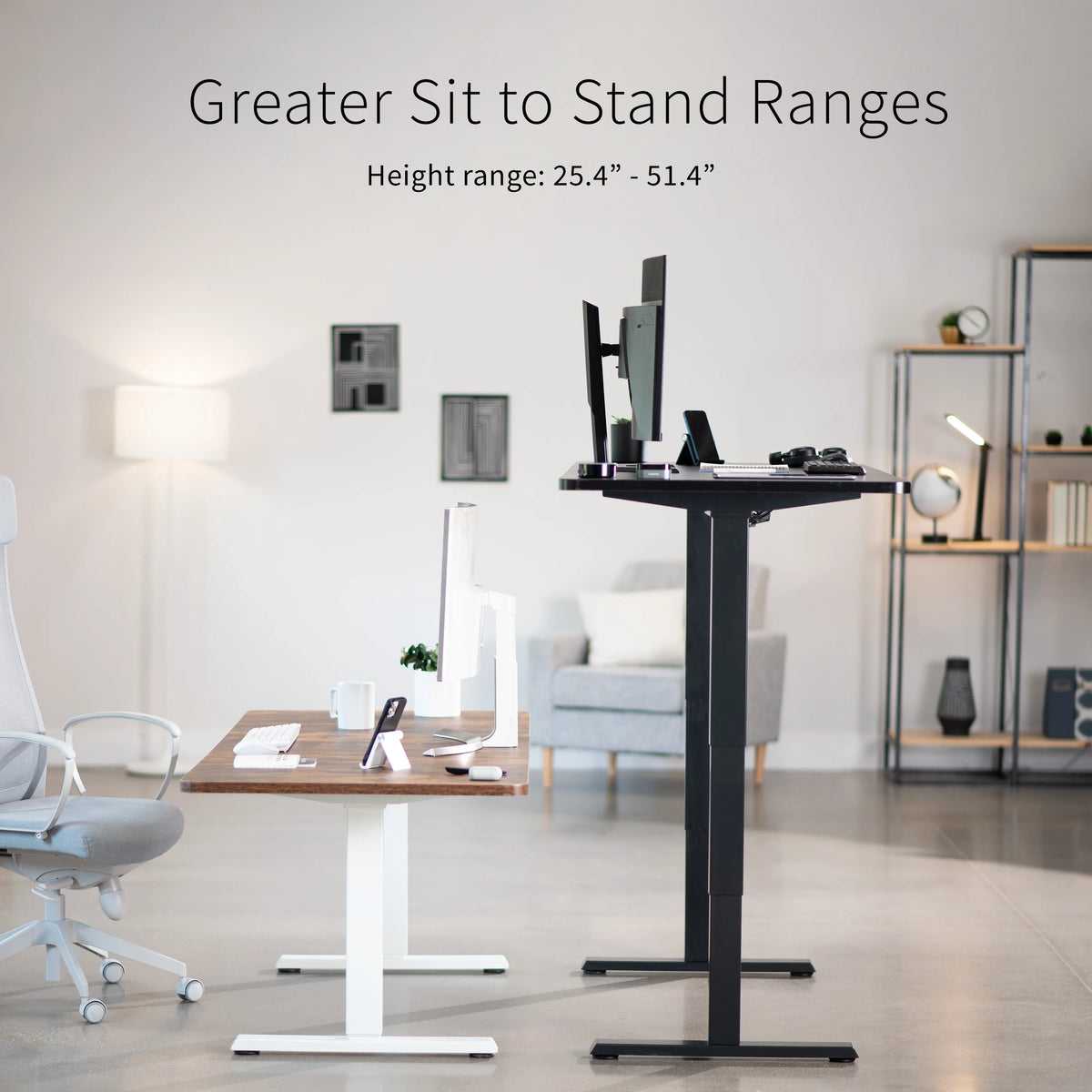 Electric 71”x36” Stand Up Desk, Rustic Vintage Brown Table Top, Black Frame E4320