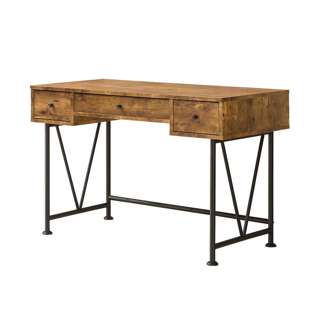 Antique Nutmeg and Black 3-drawer Writing Desk Y52138