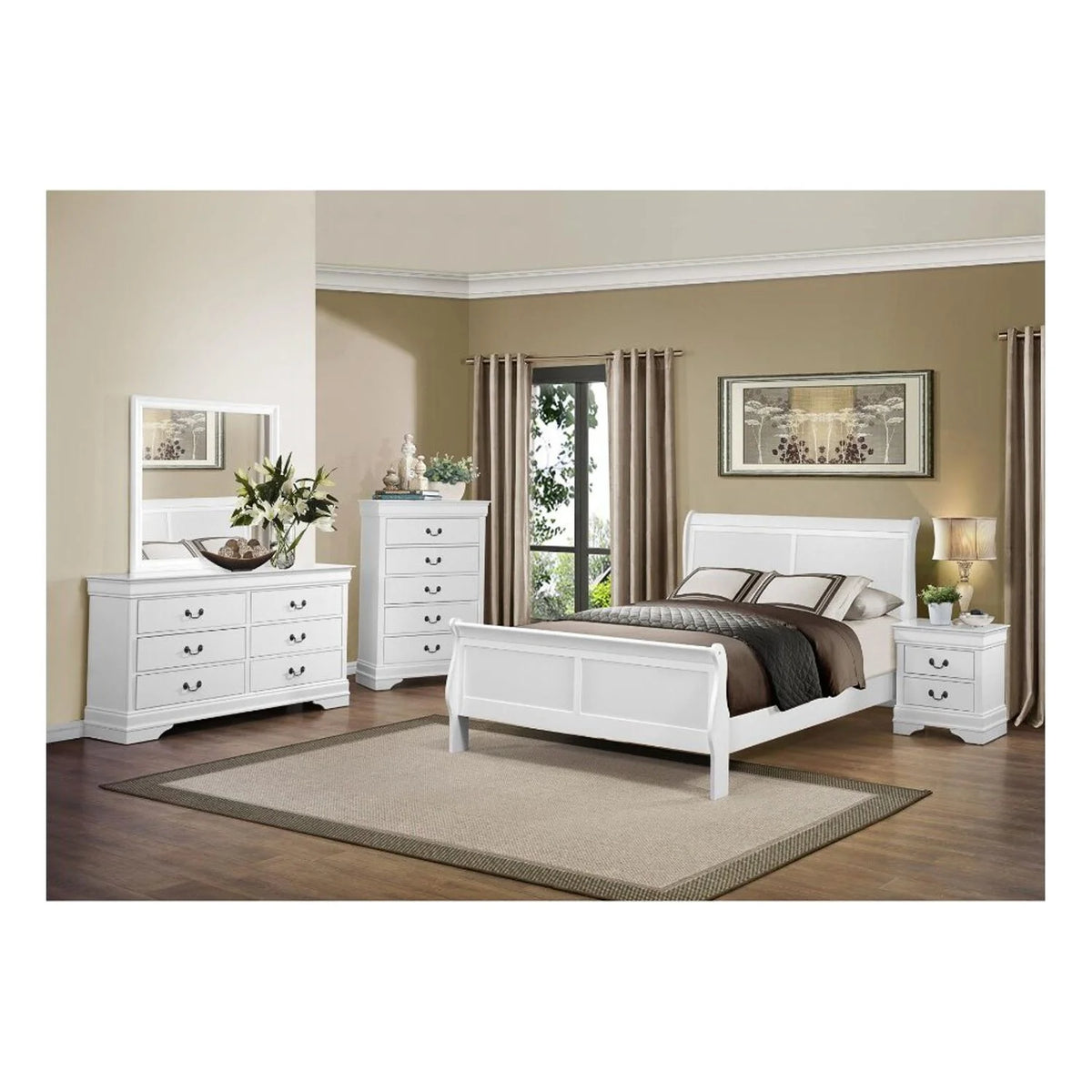 White Six Drawer Solid Wood Dresser L492