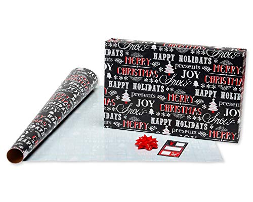 Red and Black Christmas Wrapping Paper Set with Cut Lines M25915