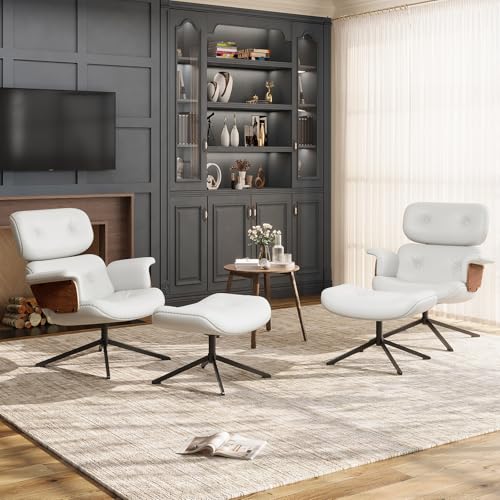 Black PU Leather Recliner Swivel Chair with Ottoman D496854