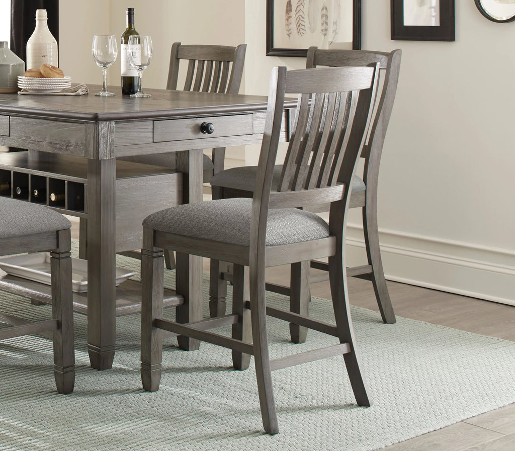 Antique Gray Counter Height Wooden Chairs 2Pc Set U504117