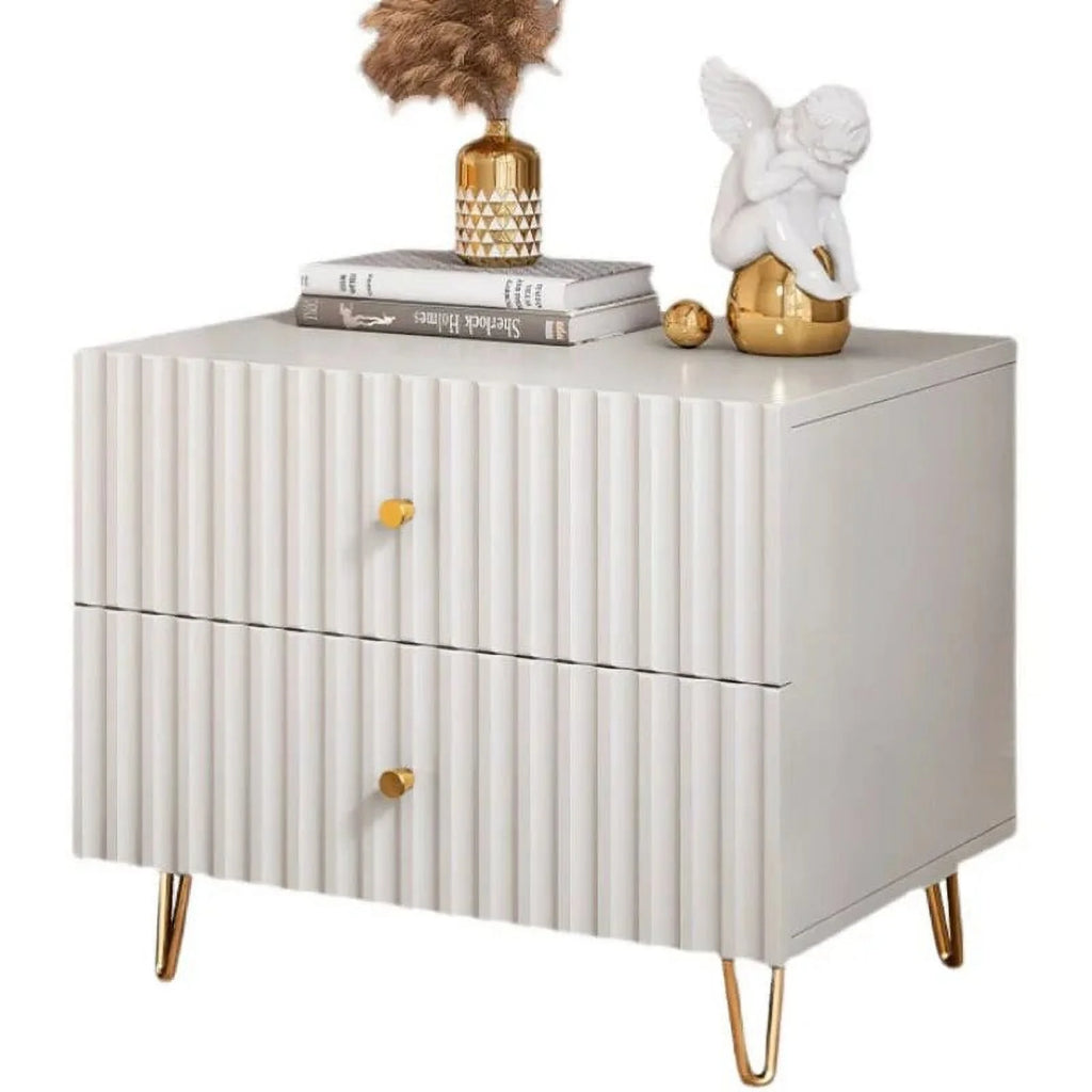 White Modern Nightstand with Drawers X880