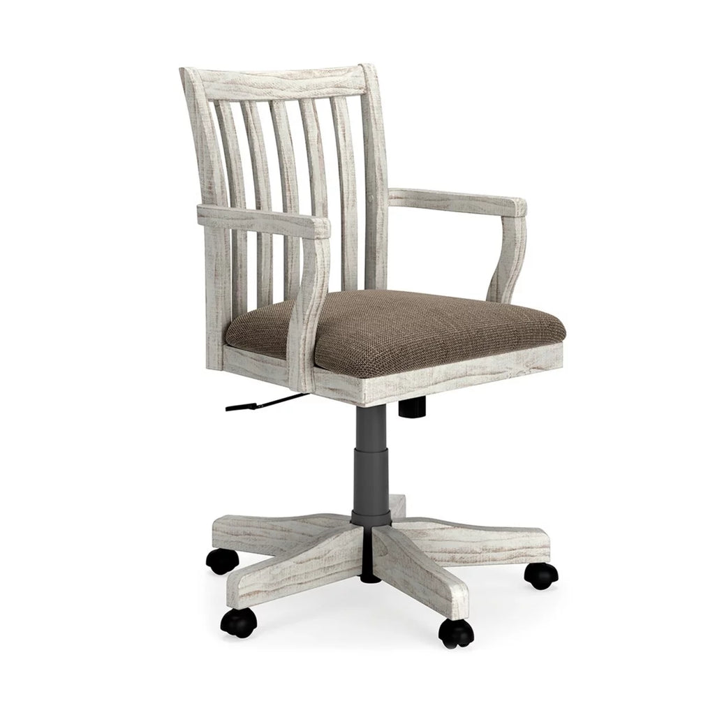 23 Inch Antique White Swivel Home Office Chair K514333