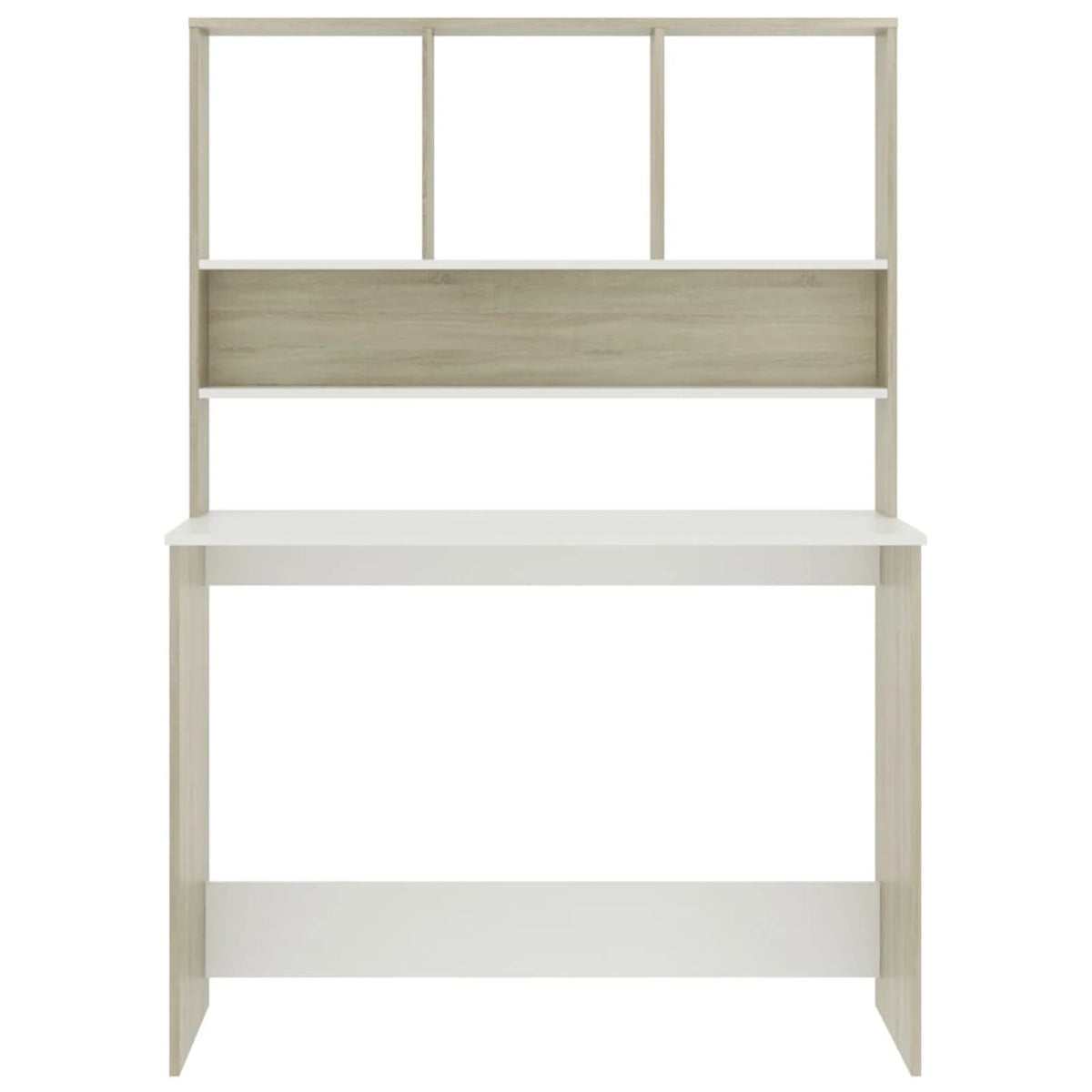 White and Sonoma Oak Engineered Wood Desk with Shelves X874579