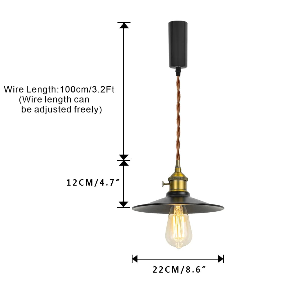 Retro Gold Track Pendant Light with Black Metal Shade L8724
