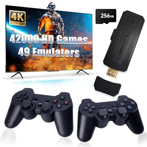 Wireless Retro Game Console with 256GB SD Card and 2.4GHz Controllers D311727
