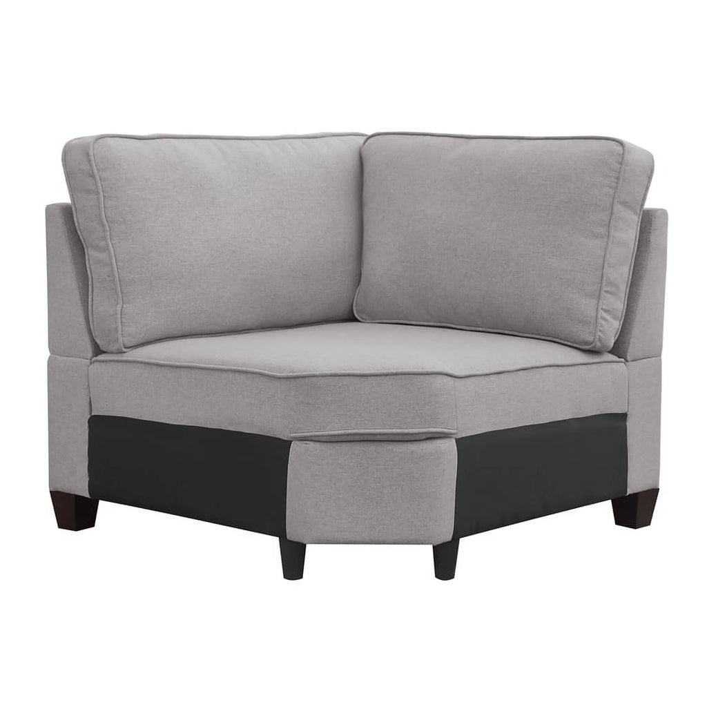 Light Gray 6-PC Fabric Modular Sectional Sofa with Ottoman O866