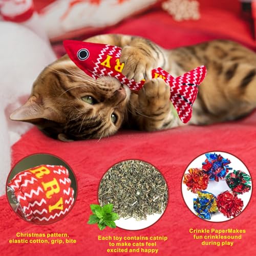 6 Pcs Christmas Catnip Plush Cat Toys P504091