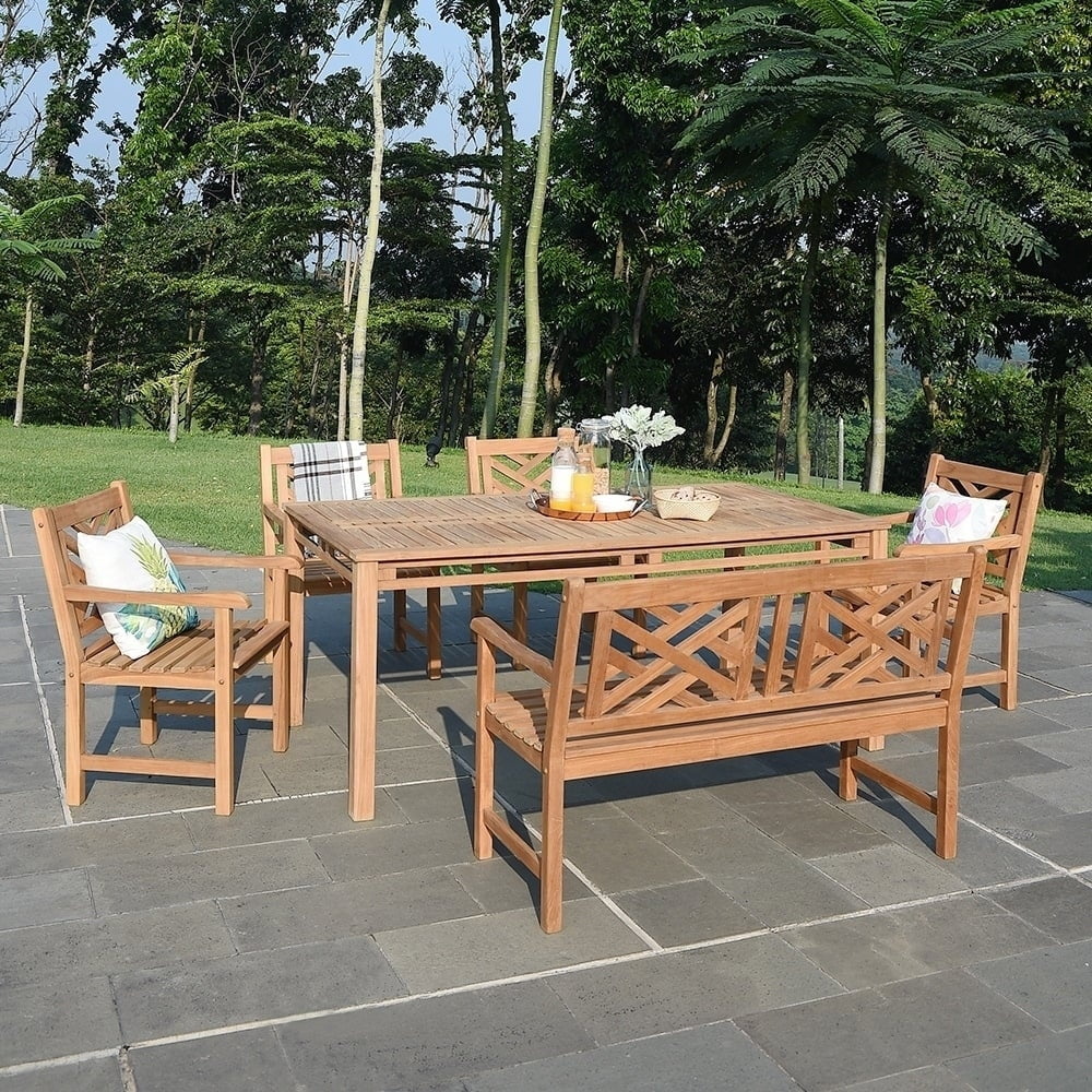 Natural Teak Wood Patio Bench B885527