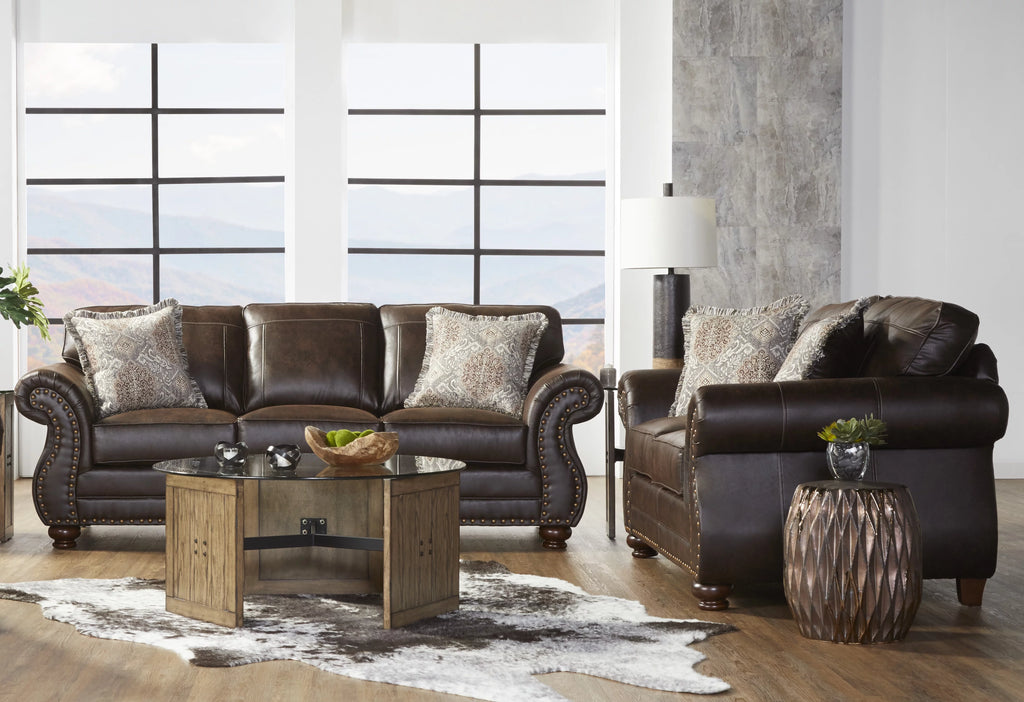 Espresso Faux Leather Sofa and Loveseat Set B304