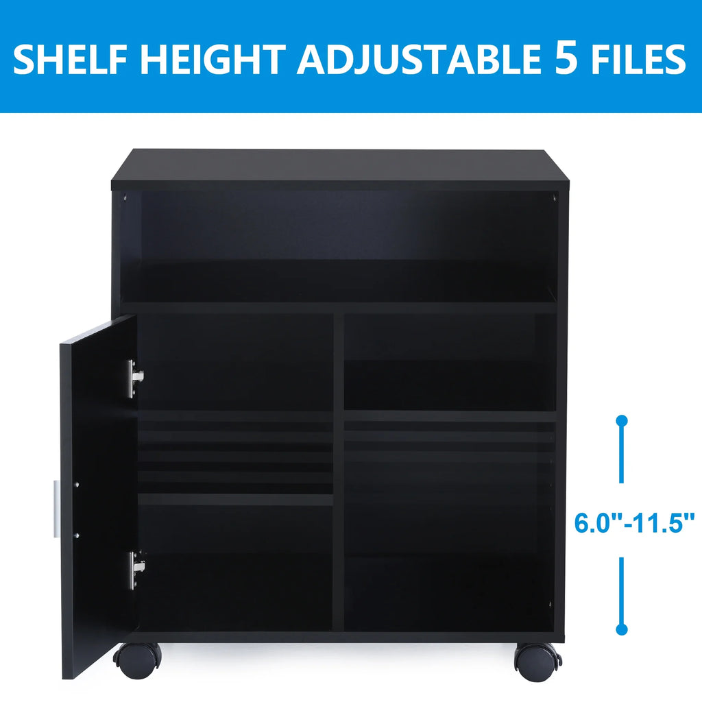 Black Mobile File Cabinet with Storage Q96937