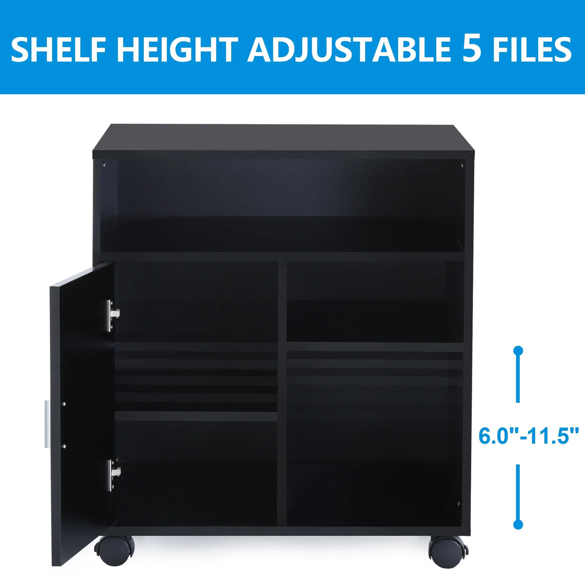 Black Mobile File Cabinet with Storage Q96937