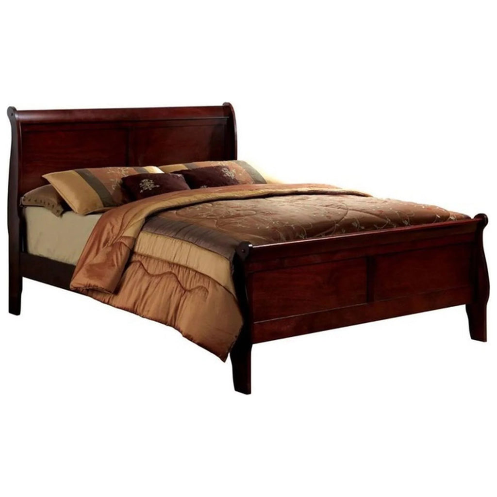 Cherry Sleigh Bed Queen Size Solid Wood Q379
