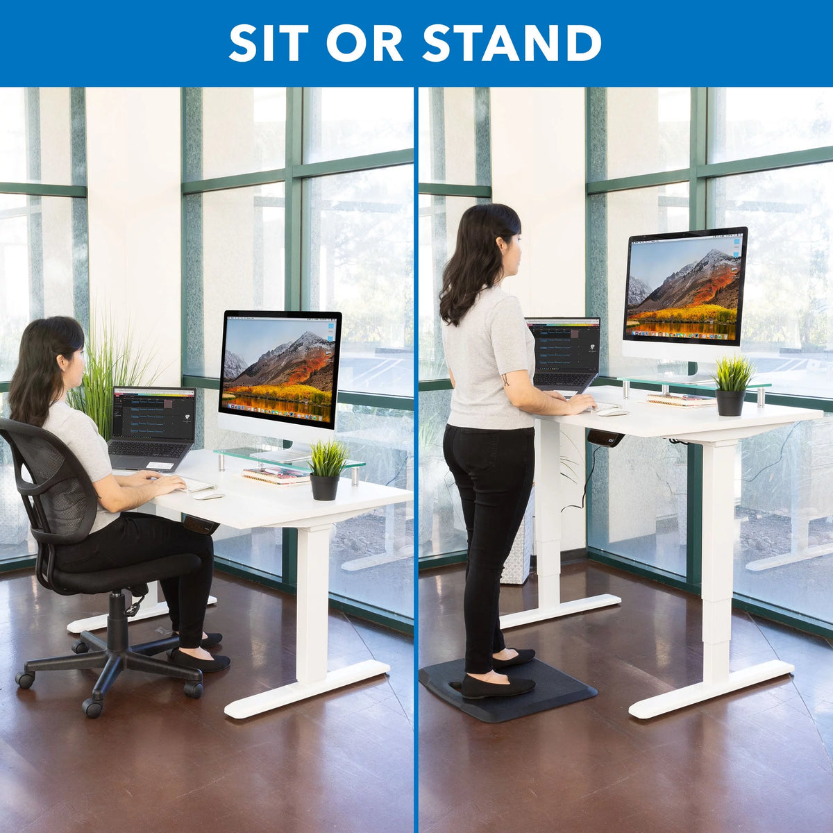 White Electric Standing Desk with Tabletop B167