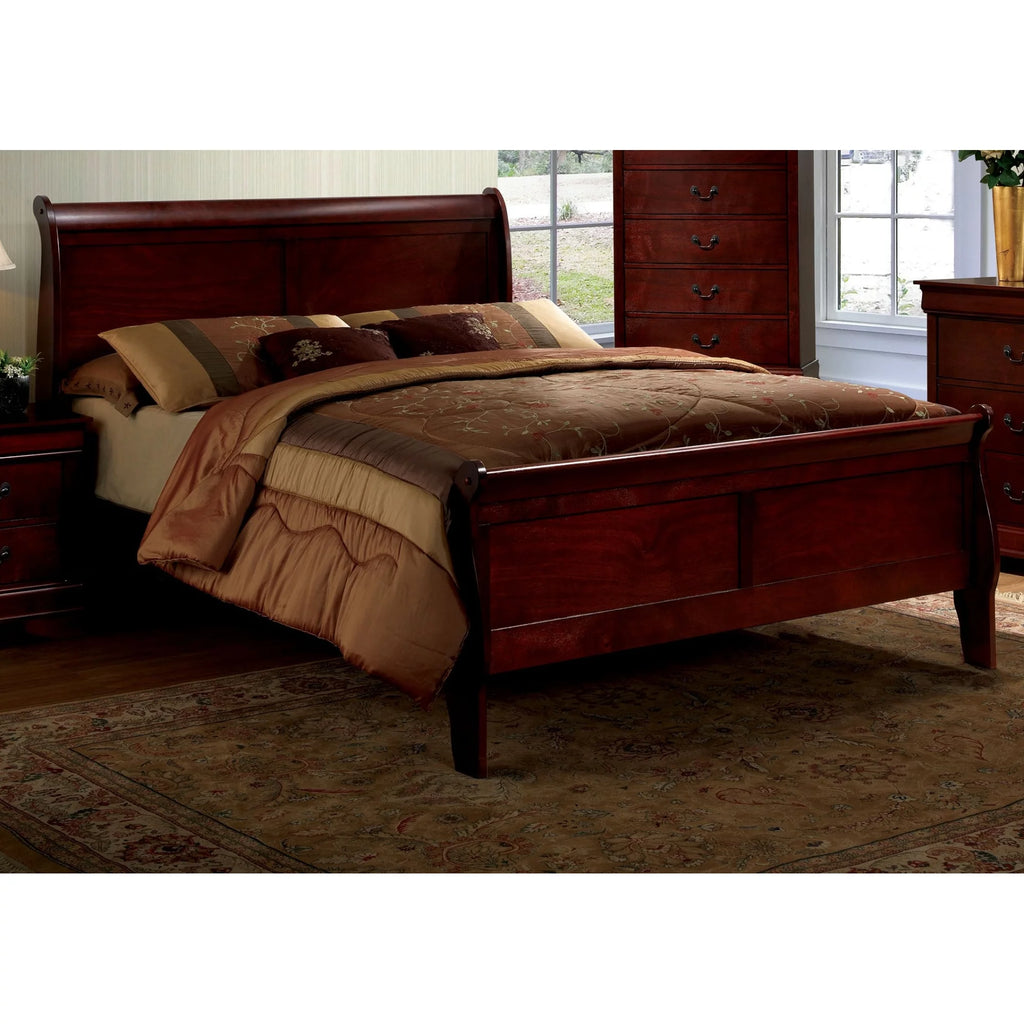 Cherry Sleigh Bed Queen Size Solid Wood Q379