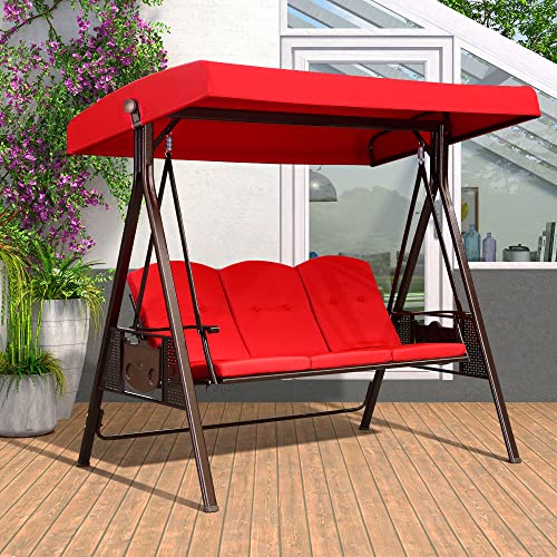 3-Seat Outdoor Patio Swing with Canopy and Cushions W2306