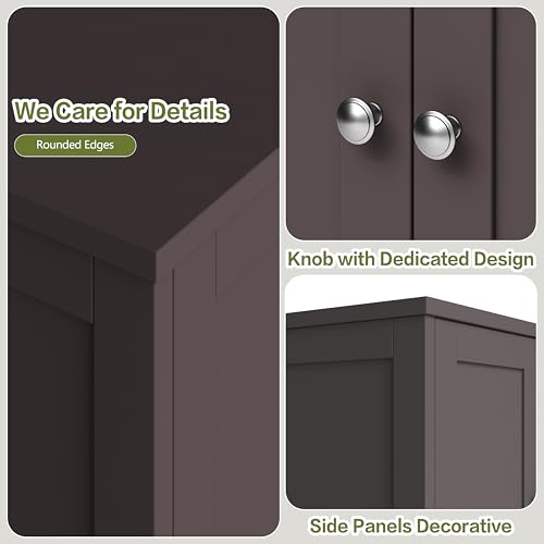Brown Freestanding Storage Cabinet with 4 Doors A430