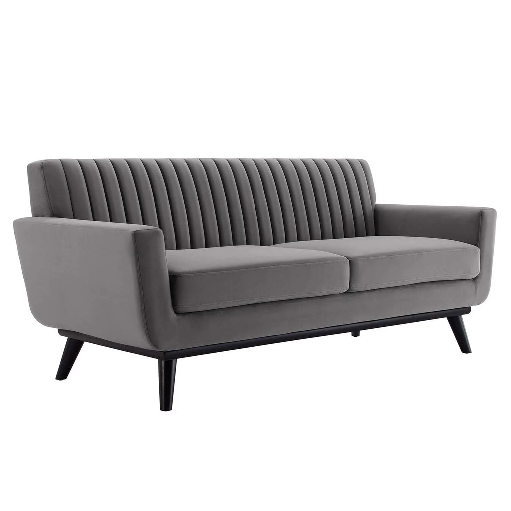 Gray Channel Tufted Performance Velvet Loveseat I829809