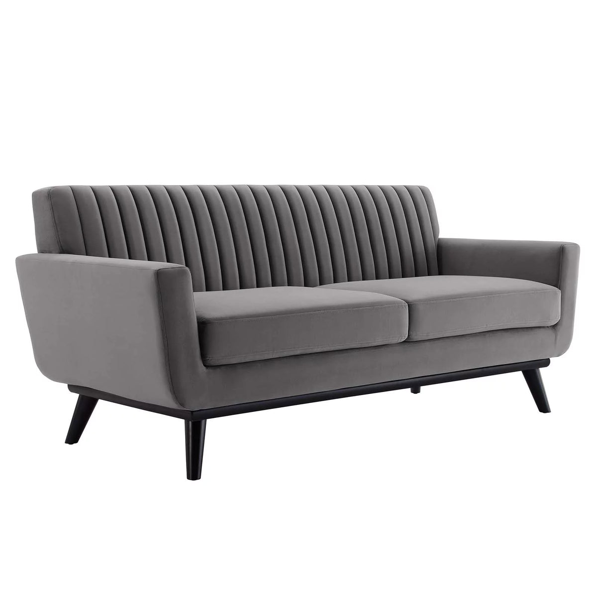 Gray Channel Tufted Performance Velvet Loveseat I829809