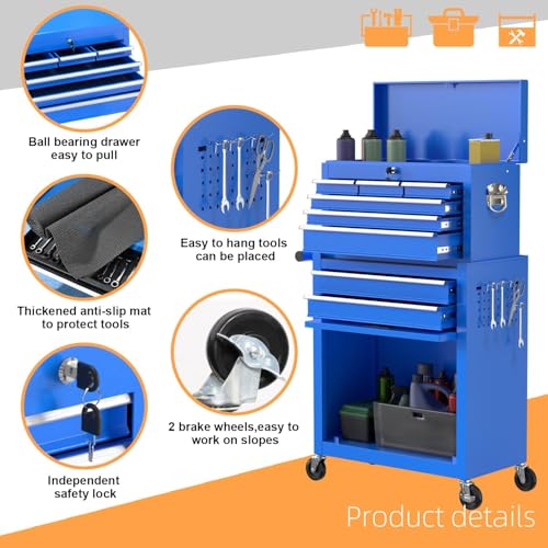 8 Drawer Rolling Tool Chest with Wheels and Lock E5716