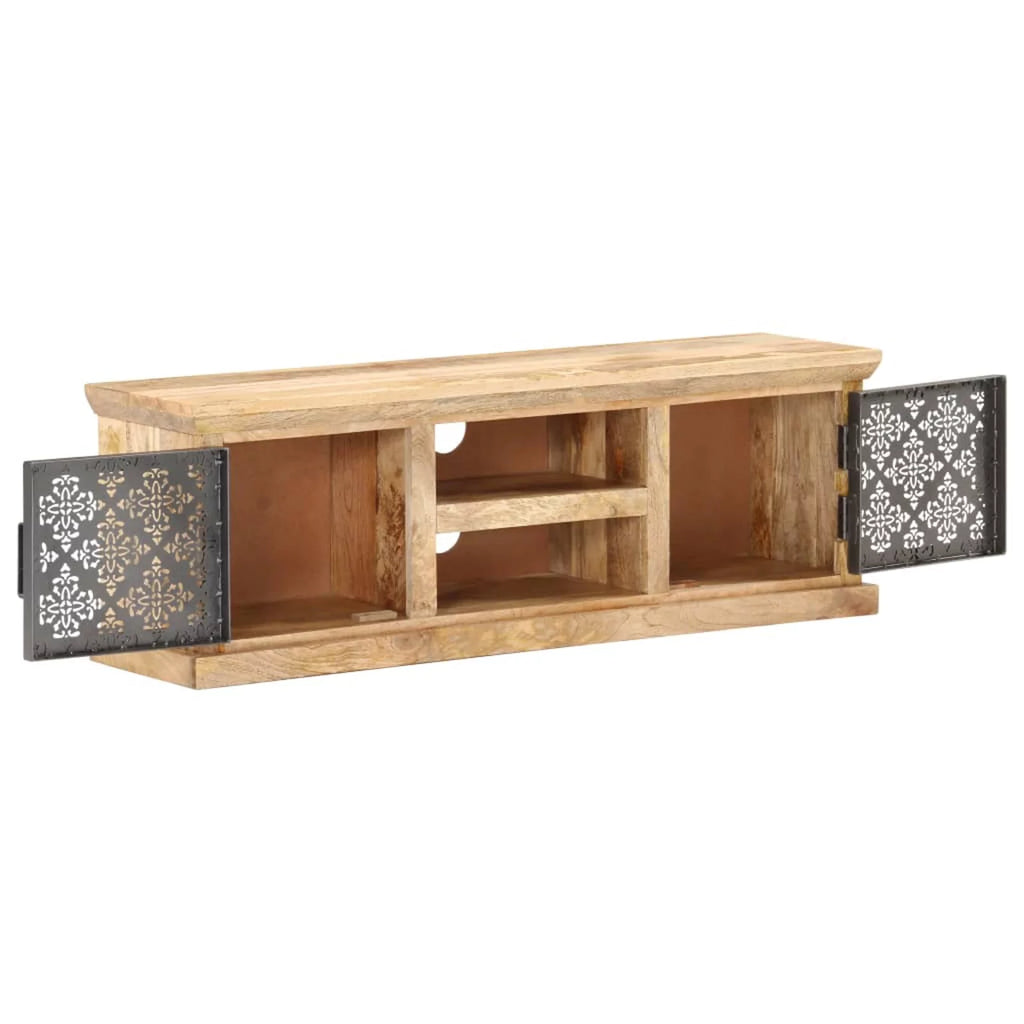 Mango Wood TV Stand with 2 Steel Doors M12156