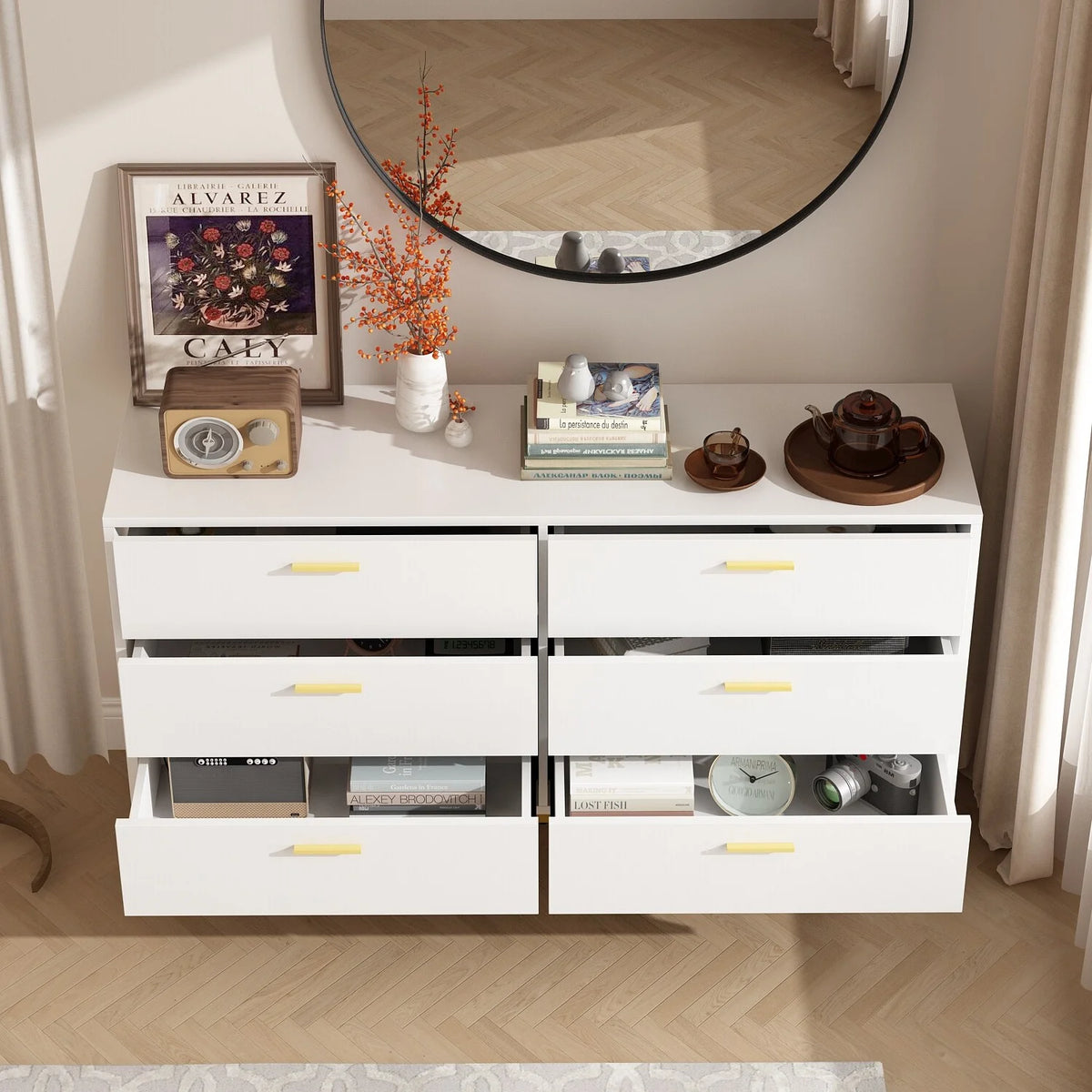 White 6 Drawer Dresser Z95240