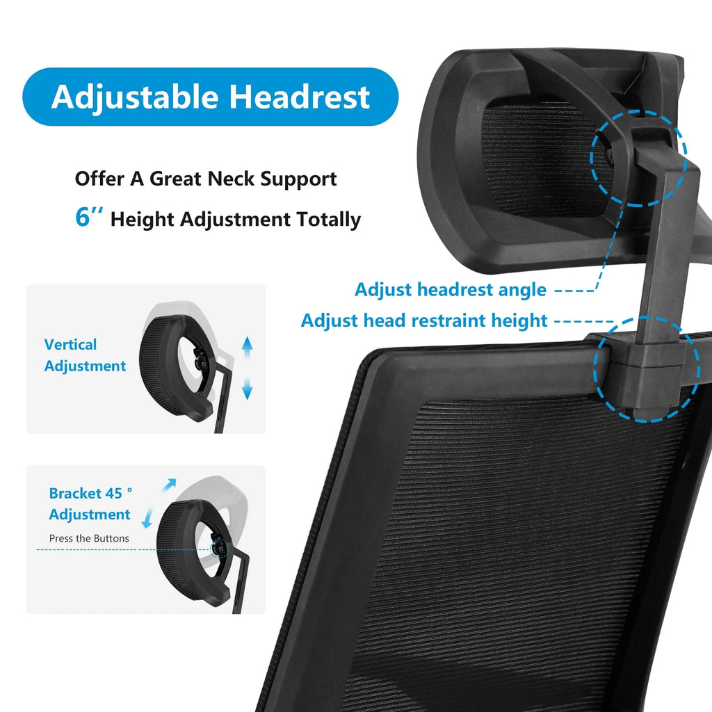Ergonomic Adjustable High Back Mesh Office Chair with Lumbar Support and Headrest S212