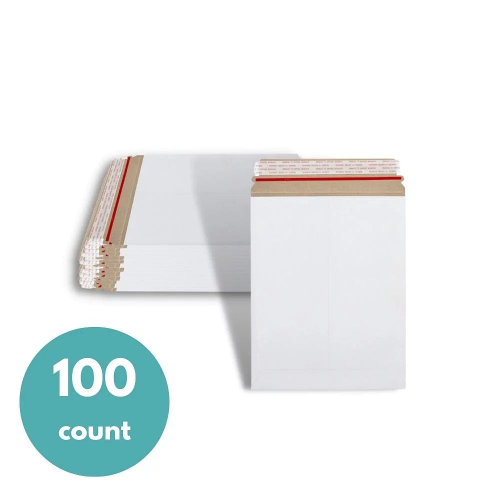 100 Pack White Cardboard Rigid Mailers 9" x 11.5" I43757
