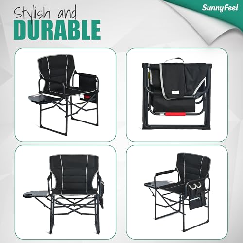Oversized 2 Pack Portable Folding Camping Chair with Side Table U20451