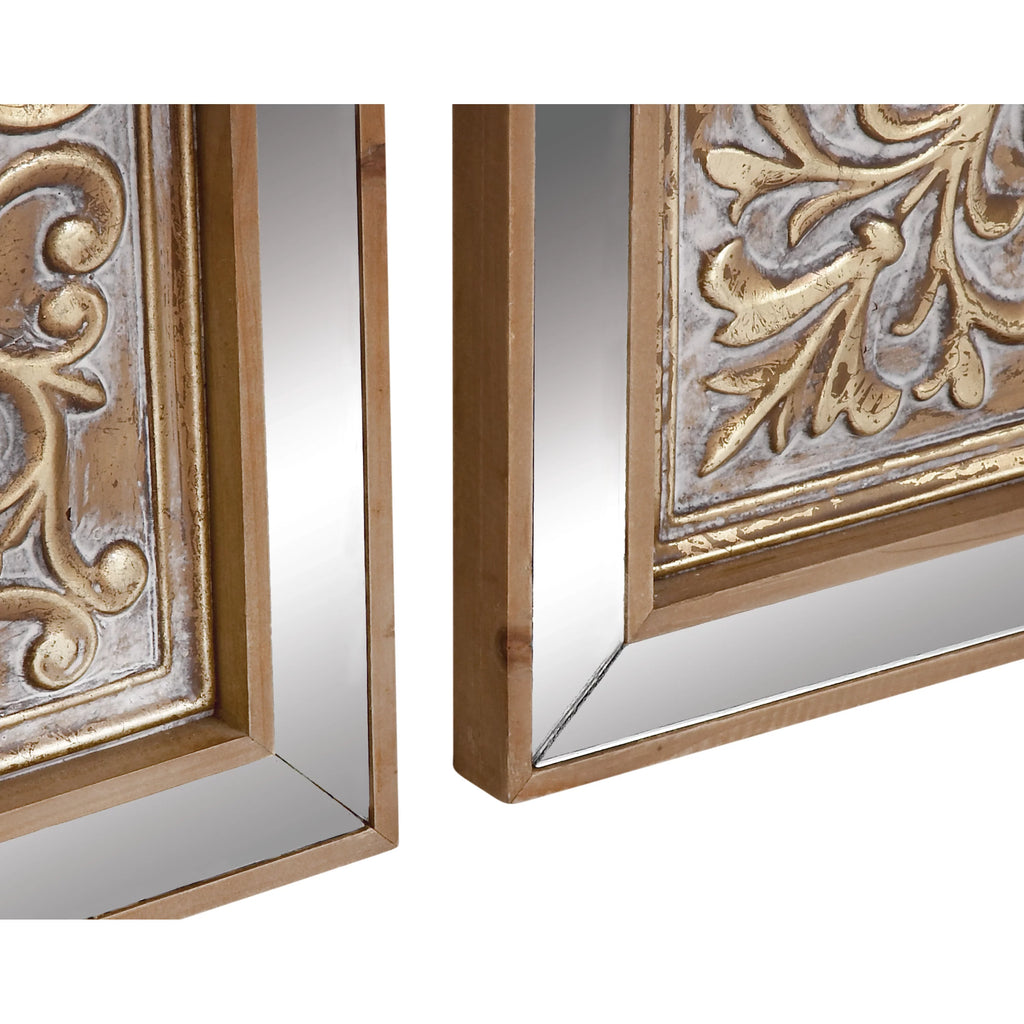 Gold Metal Floral Wall Decor with Mirror Panels 3 Count N470080