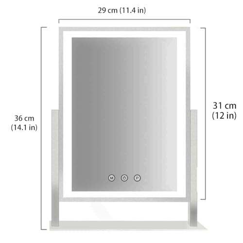 Lighted Makeup Mirror with 5X Magnification, 17.3in White L5433