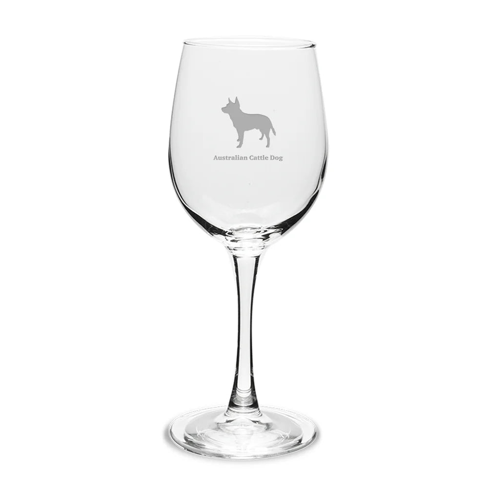 Australian Cattle Dog 12 oz White Wine Glass O7035