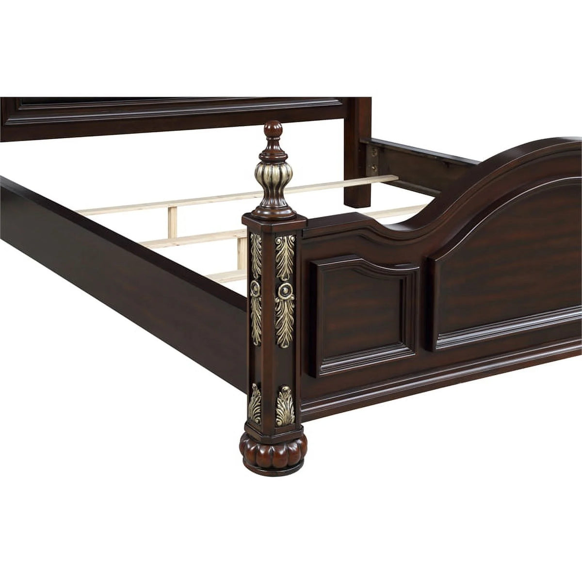Brown Solid Wood Queen Bed J146064