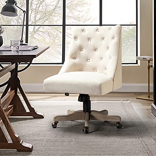 Beige Tufted Upholstered Home Office Chair S339588